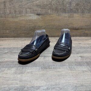 Sperry Topsider Navy Blue Lether Loafers Women's Size 8